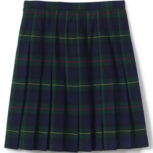 School Uniform Girls Plaid Pleated Skirt Below the Knee, Back