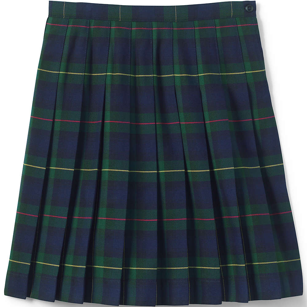 Girls Plaid Pleated Skirt Below the Knee, Front