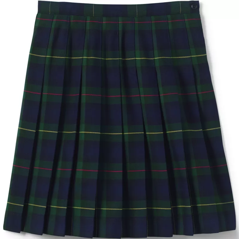 Girls Plaid Pleated Skirt Below the Knee, Front