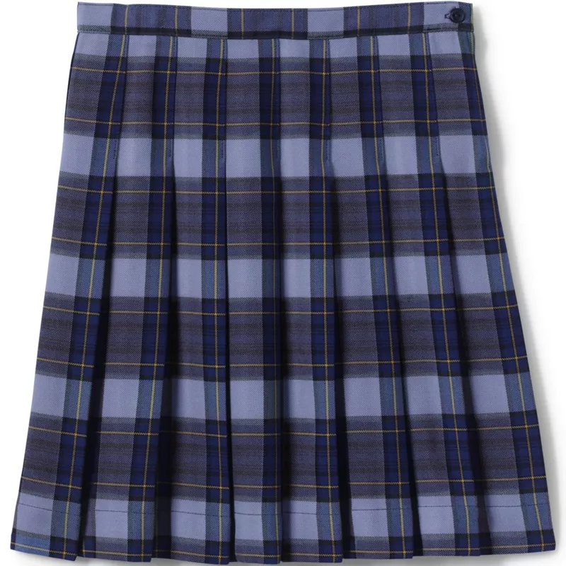 Girls Plaid Pleated Skirt Below the Knee, Front