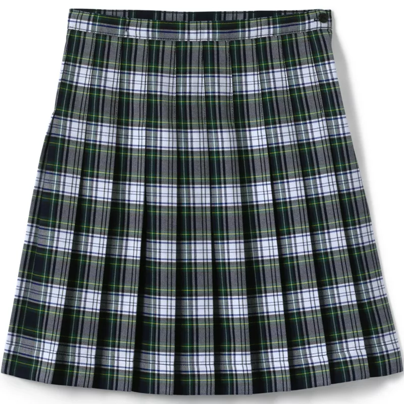 Girls Plaid Pleated Skirt Below the Knee, Front