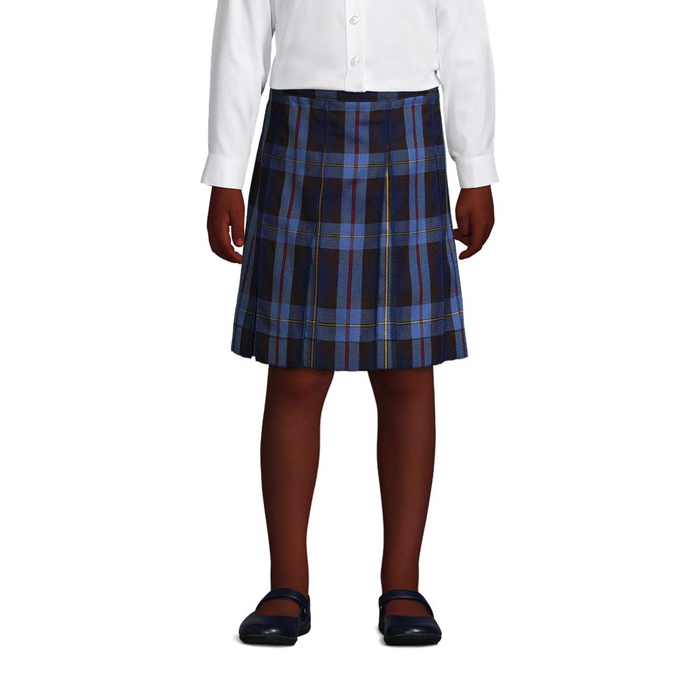 School Uniform Girls Plaid Box Pleat Skirt Top of the Knee | Lands