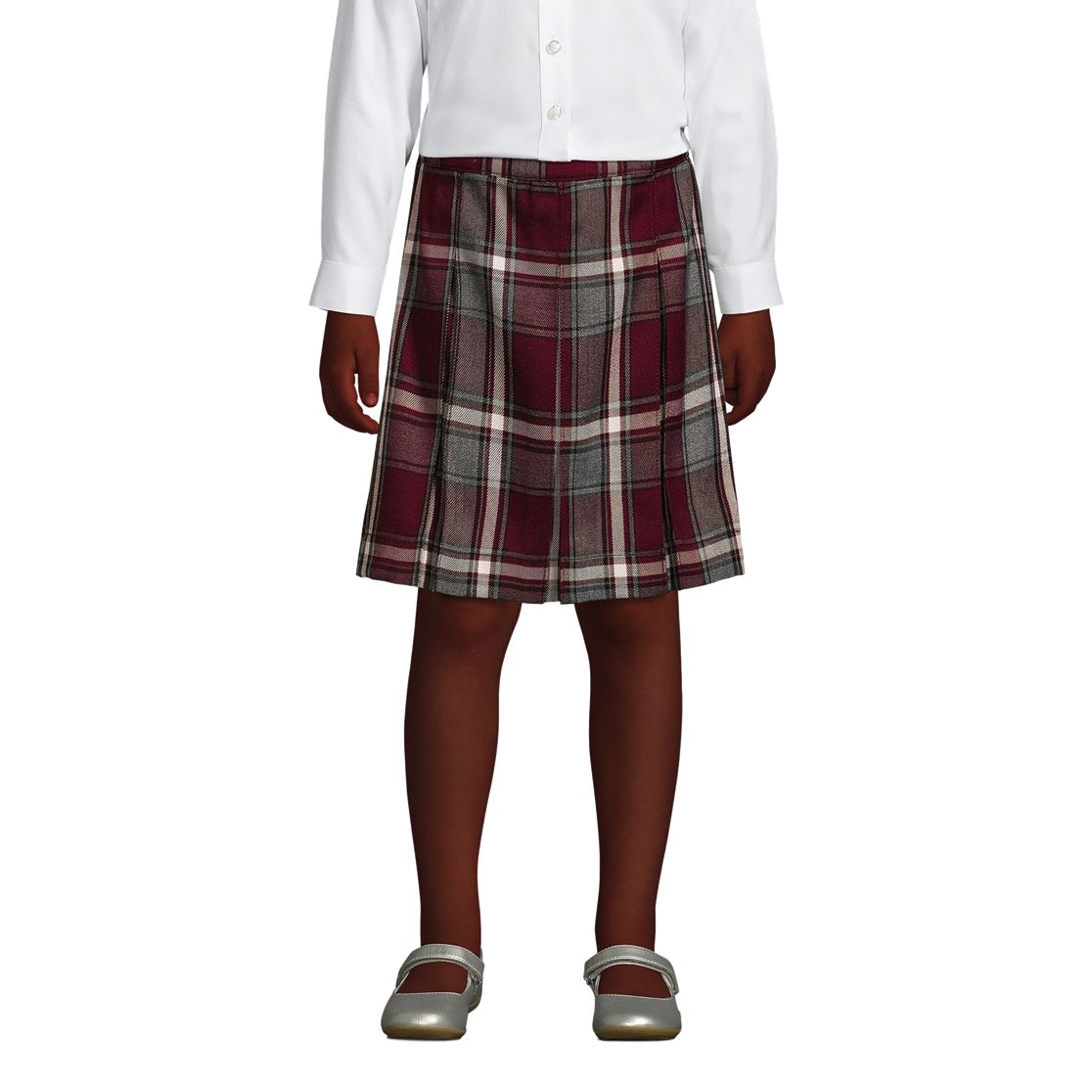 Girls Plaid Box Pleat Skirt Top of the Knee
