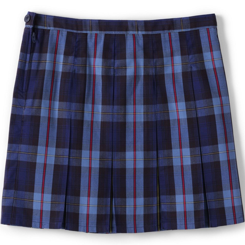 School Uniform Girls Plaid Box Pleat Skirt Top of the Knee