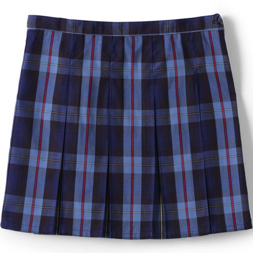 School Uniform Girls Plaid Box Pleat Skirt Top of the Knee | Lands