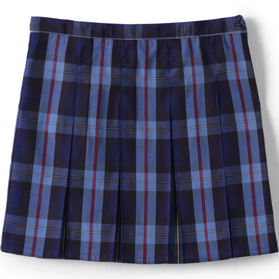 School Uniform Girls Plaid Box Pleat Skirt Top of the Knee - primary
