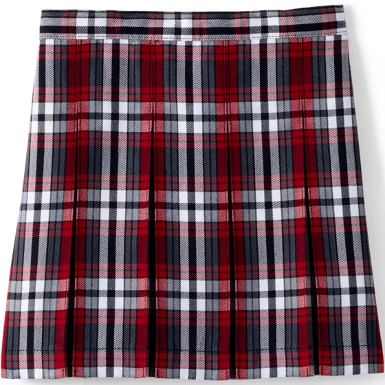 School Uniform Girls Plaid Box Pleat Skirt Top of the Knee - primary