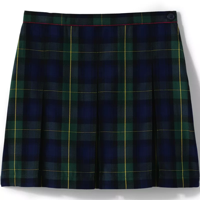 Girls Plaid Box Pleat Skirt Top of the Knee, Front