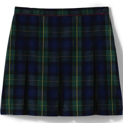 School Uniform Girls Plaid Box Pleat Skirt Top of the Knee - primary