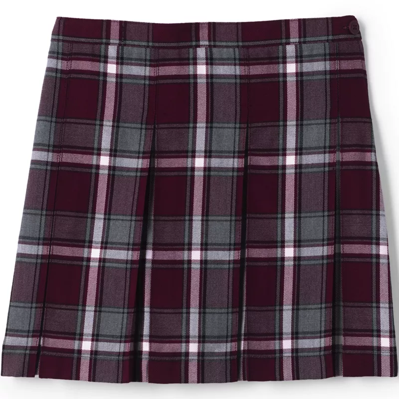 Girls Plaid Box Pleat Skirt Top of the Knee, Front