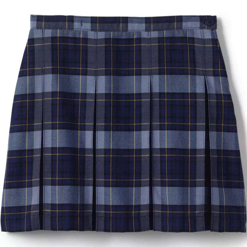 Girls Plaid Box Pleat Skirt Top of the Knee, Front