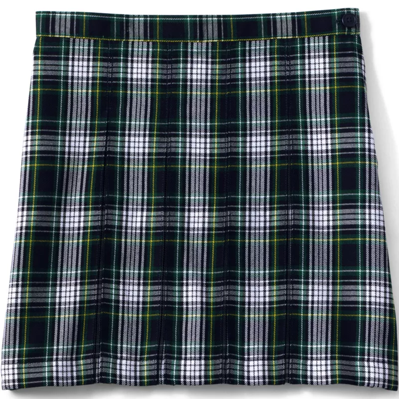 School Uniform Girls Plaid Box Pleat Skirt Top of the Knee, Front