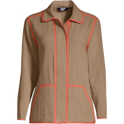Women's Plus Size Gauze Textured Cotton Jacket - image 1