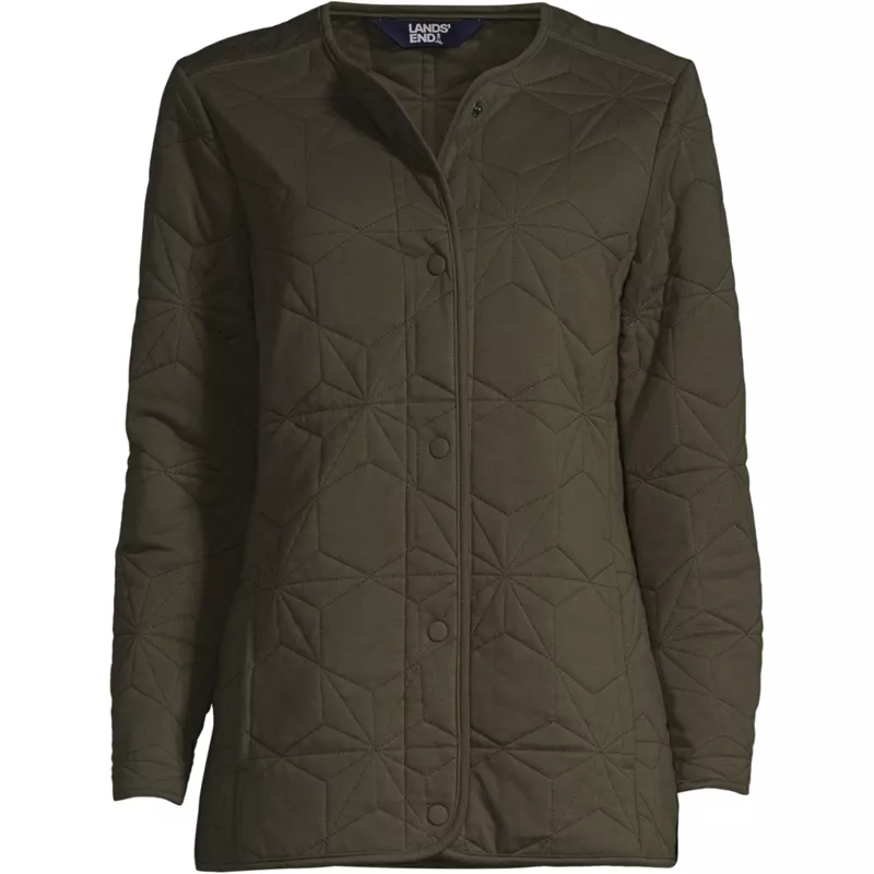 Women's Cotton Quilted Long Insulated Jacket, Front
