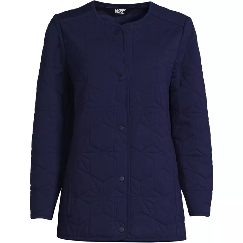 Women's Cotton Quilted Long Insulated Jacket, Front