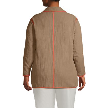 Women's Plus Size Gauze Textured Cotton Jacket - image 2