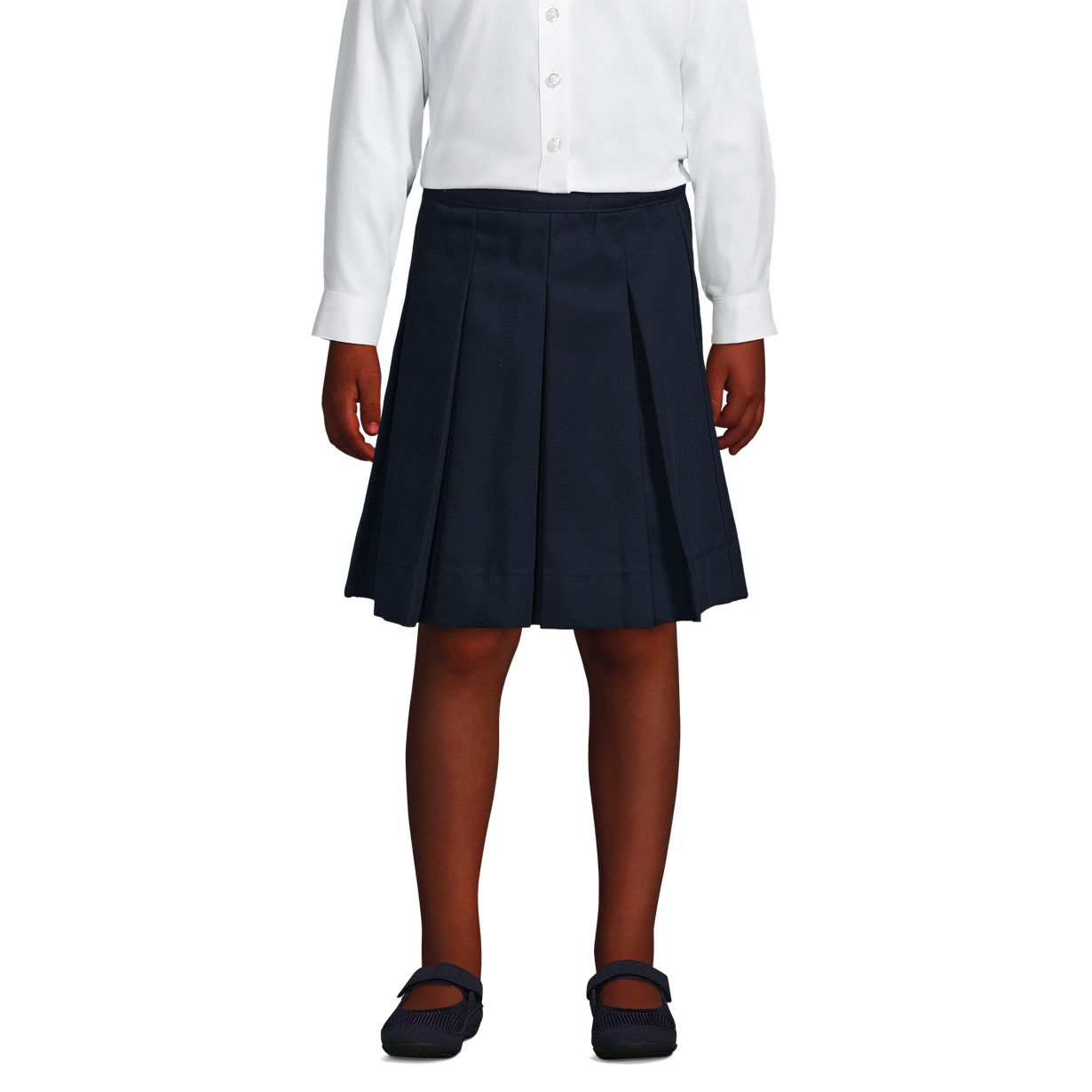 School Uniform Girls Poly-Cotton Box Pleat Skirt Top of Knee