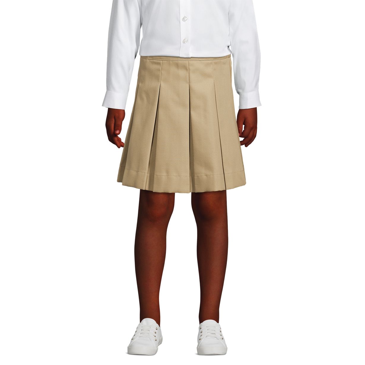 School Uniform Girls Poly-Cotton Box Pleat Skirt Top of Knee