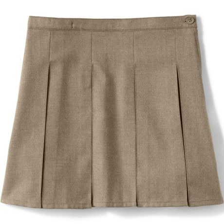 Lands End School Uniform Girls Solid Box Pleat Skirt Above Knee 