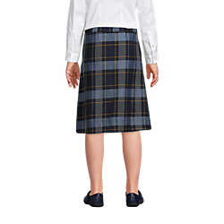 School Uniform Girls Plaid A-line Skirt Below the Knee, Back