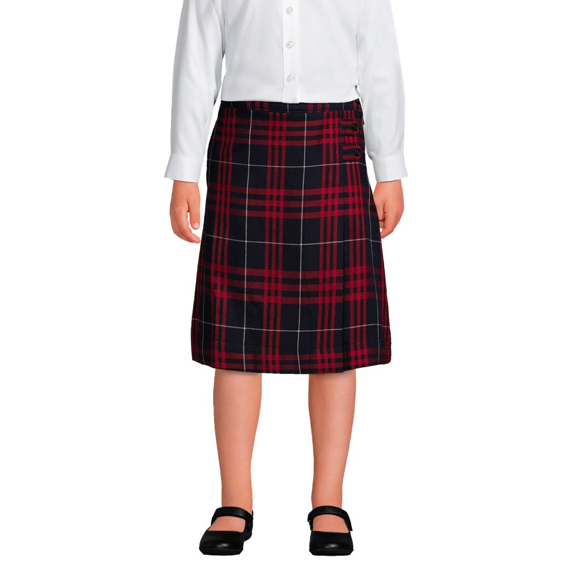 School Uniform Girls Plaid A-line Skirt Below the Knee