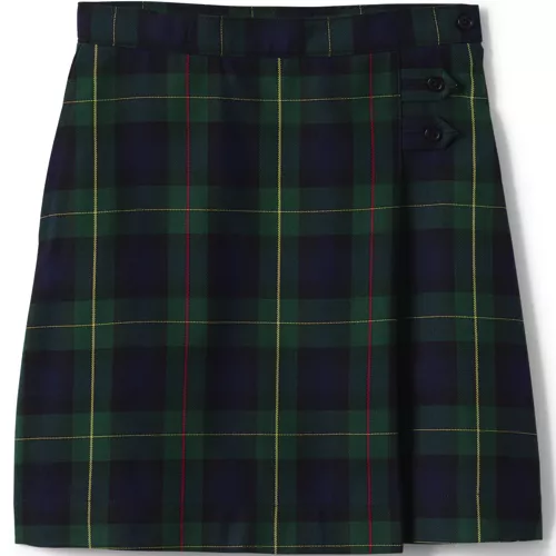 School Uniform Girls Plaid A-line Skirt Below the Knee, Front