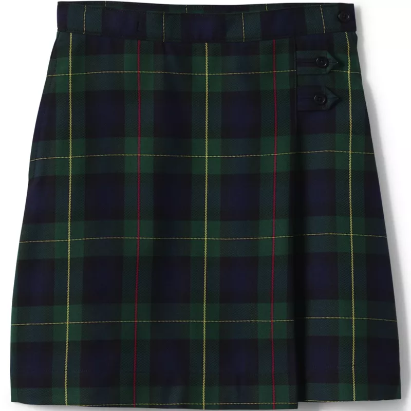 Girls Slim Plaid A-line Skirt Below the Knee, Front