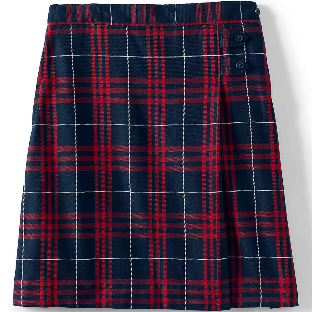 School Uniform Girls Plaid A-line Skirt Below the Knee, Front