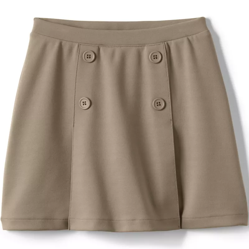 Girls Ponte Button Front Skort Above the Knee, Front