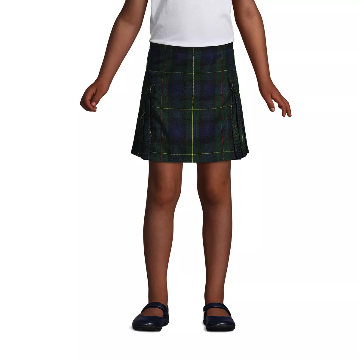 School Uniform Girls Side Pleat Plaid Skort Above the Knee