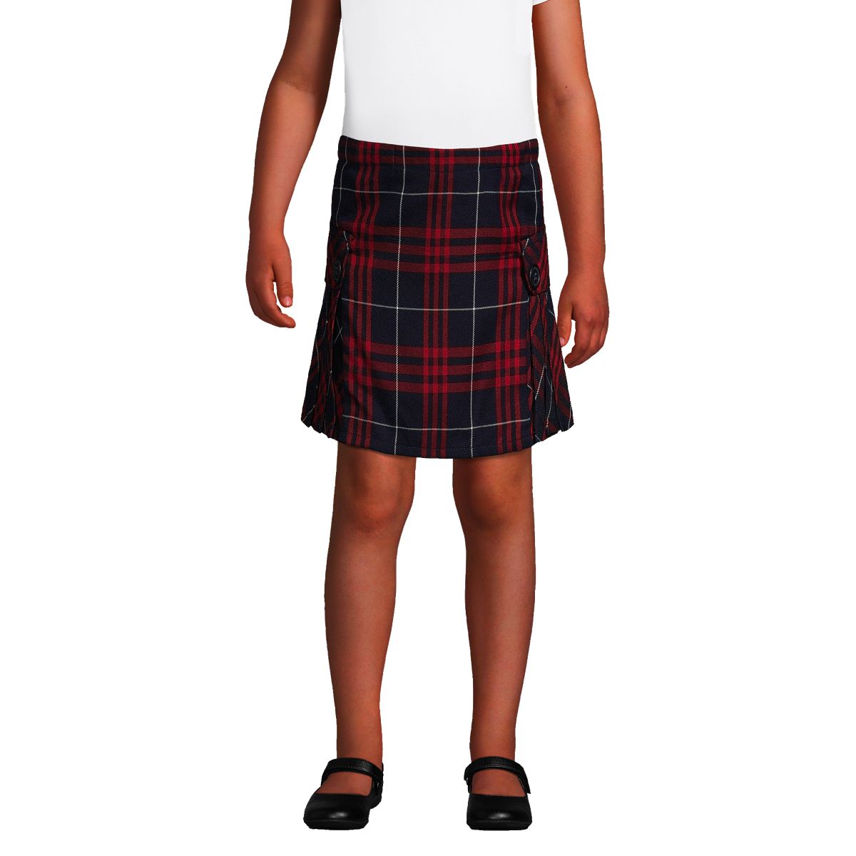 School Uniform Girls Side Pleat Plaid Skort Above the Knee