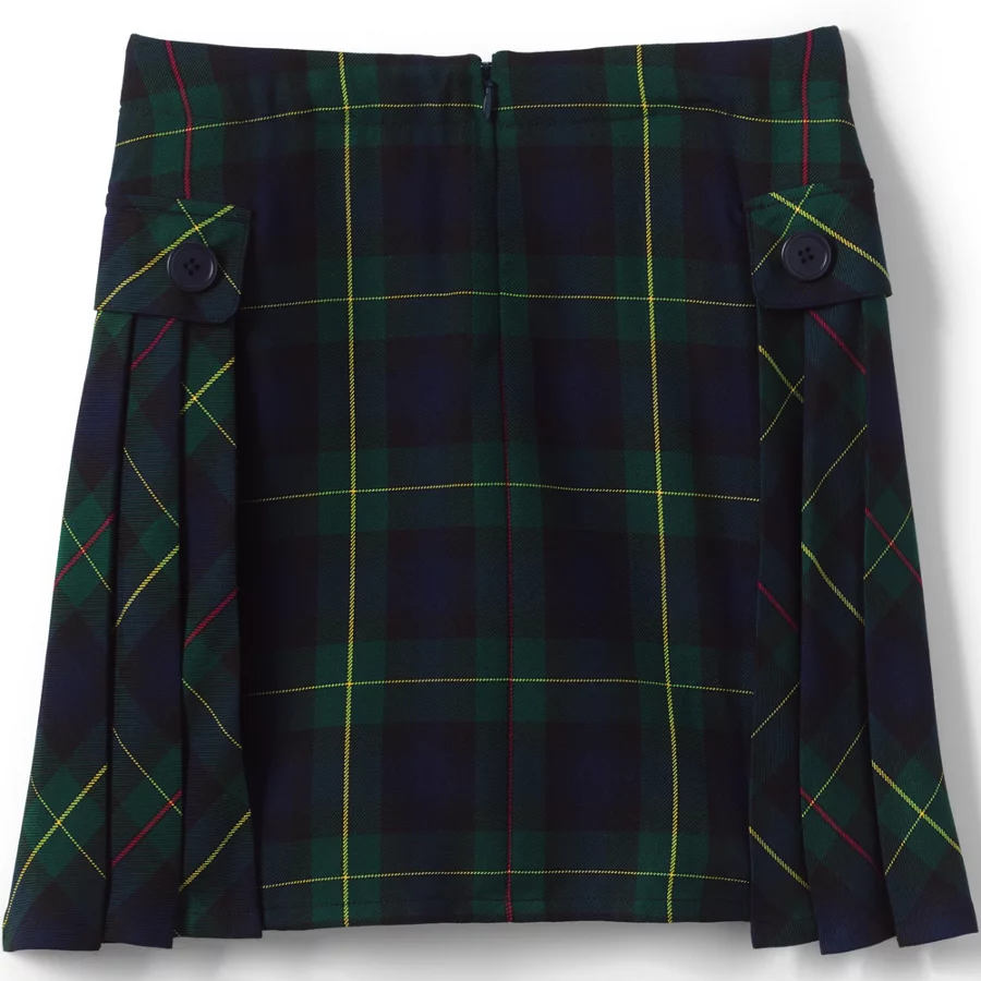School Uniform Girls' Side Pleat Plaid Skort Above The Knee