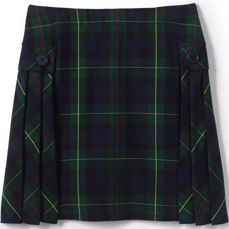 Girls Side Pleat Plaid Skort Above the Knee, Front