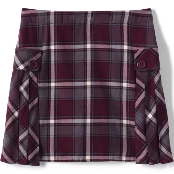 Girls Side Pleat Plaid Skort Above the Knee - primary