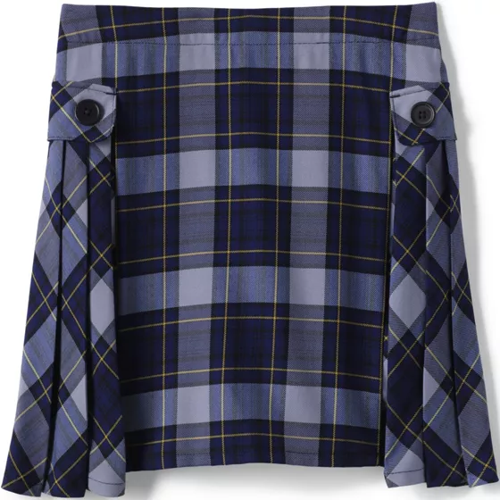 School Uniform Girls Side Pleat Plaid Skort Above the Knee - primary