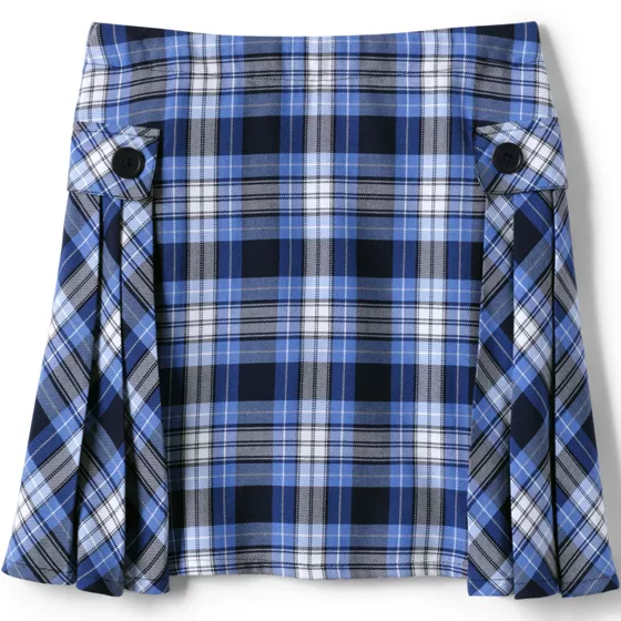 Girls Side Pleat Plaid Skort Above the Knee - primary