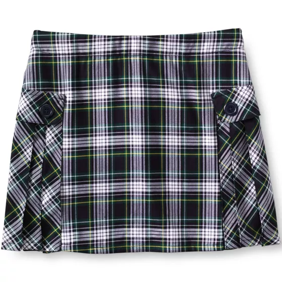 Girls Side Pleat Plaid Skort Above the Knee - primary