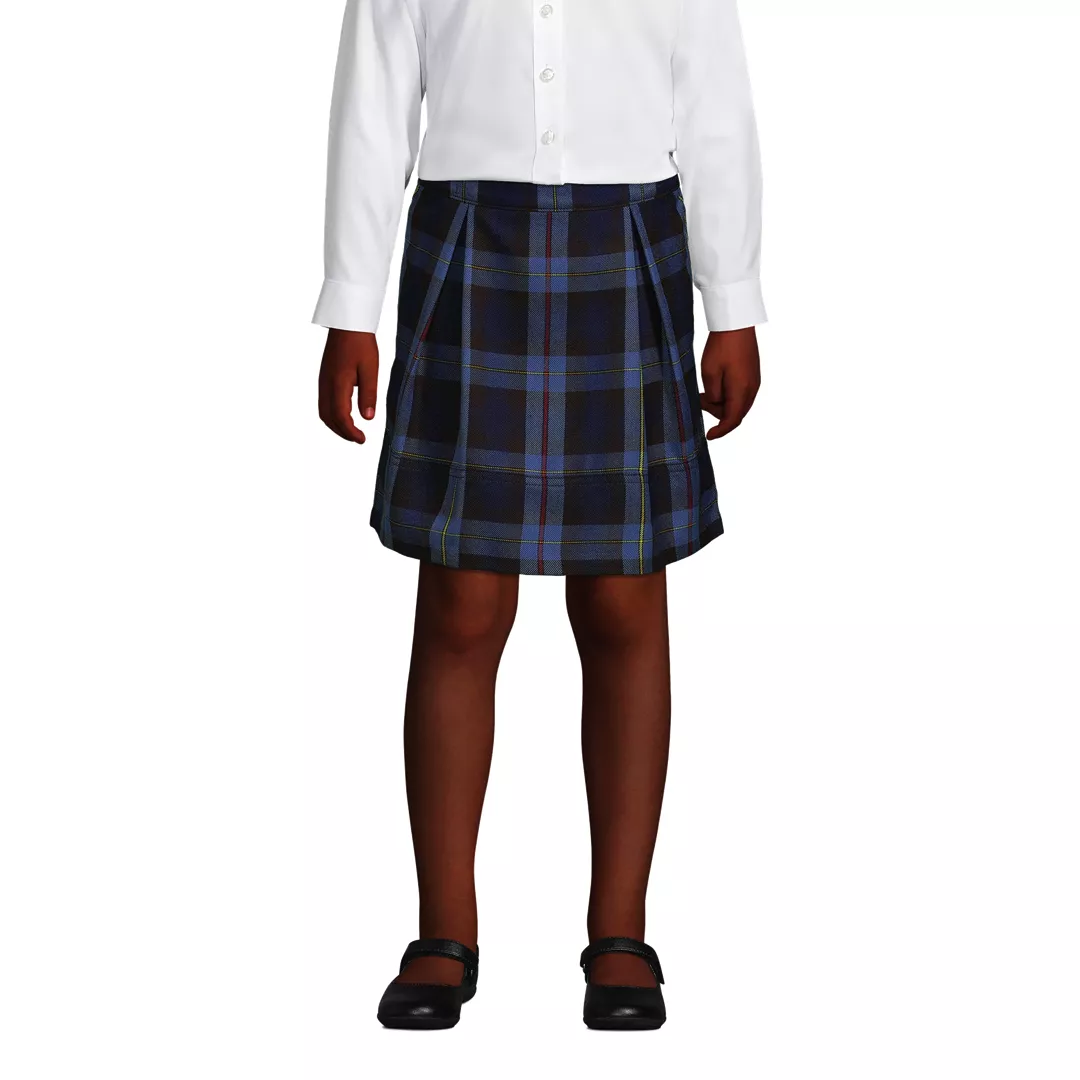 School Uniform Girls Plaid Pleated Skort Top of Knee