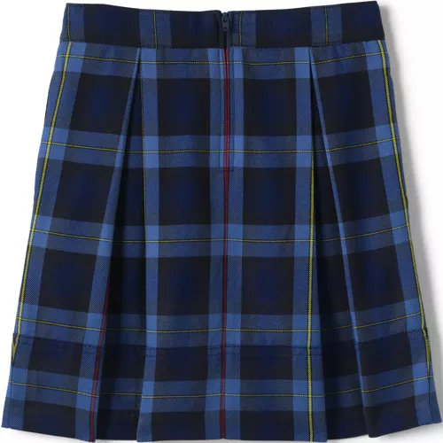 School Uniform Girls Plaid Pleated Skort Top of Knee, Back