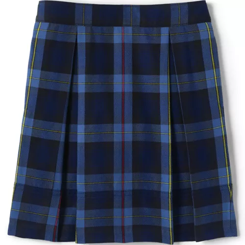 School Uniform Girls Plaid Pleated Skort Top of Knee, Front