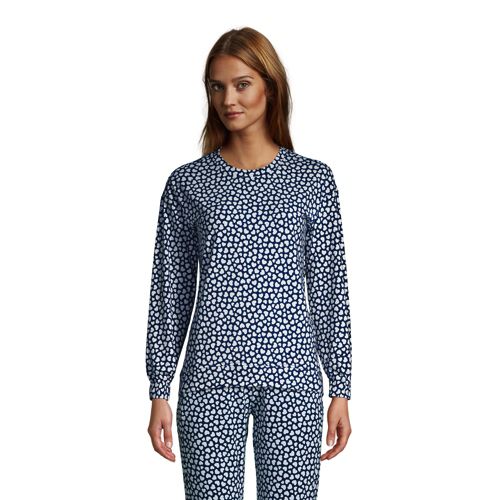 Women's Plus Size Cozy Pajama Set Long Sleeve Top and Print