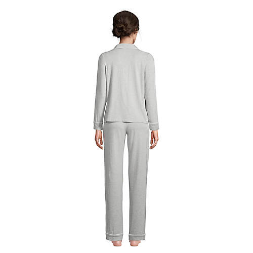 Women's Comfort Knit Pajama Set Long Sleeve Top and Pants - Secondary