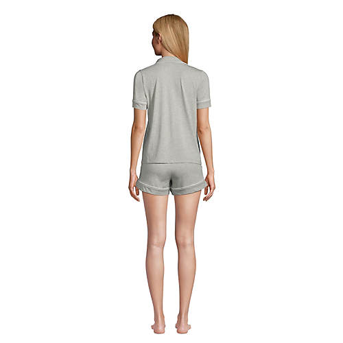 Women's Comfort Knit Pajama Set Short Sleeve Top and Shorts - Secondary
