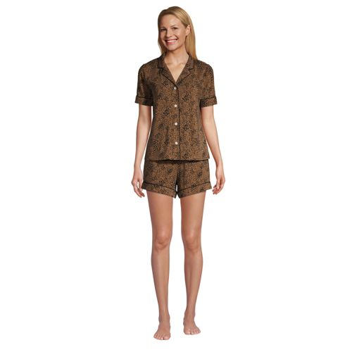 Women's Comfort Knit Pajama Set Short Sleeve Top and Shorts