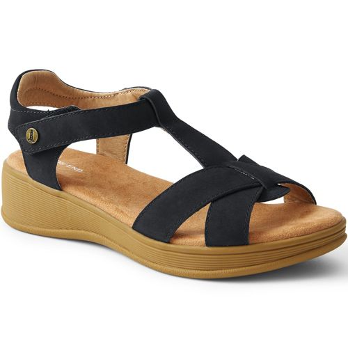 Women's Leather Comfort Casual Wedge Sandals Lands' End