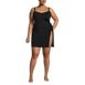 Women's Plus Size Chlorine Resistant Sweetheart Swim Dress One Piece Swimsuit, Front