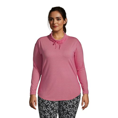 Womens Rolled Up Long Sleeve T-Shirts Plus Size High Low Hem