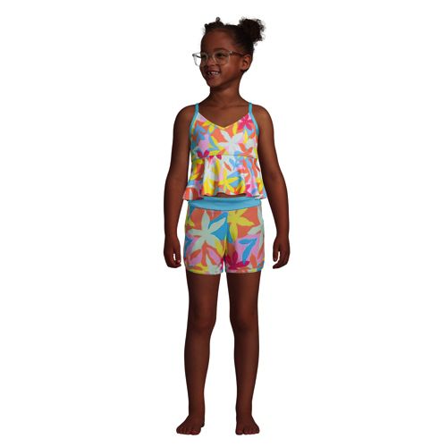 Yartina Kids Girls Rash Shirt 2 Piece Swimsuit Short Sleeve Mini Skirts with Bottoms Beach Bathing Suit 