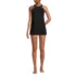 Women's Mastectomy Chlorine Resistant High Neck Swim Dress One Piece Swimsuit, Front