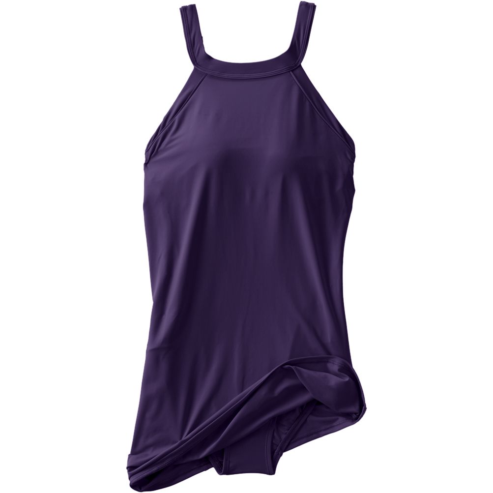 Lands' End Petite High Neck Swim Dress 